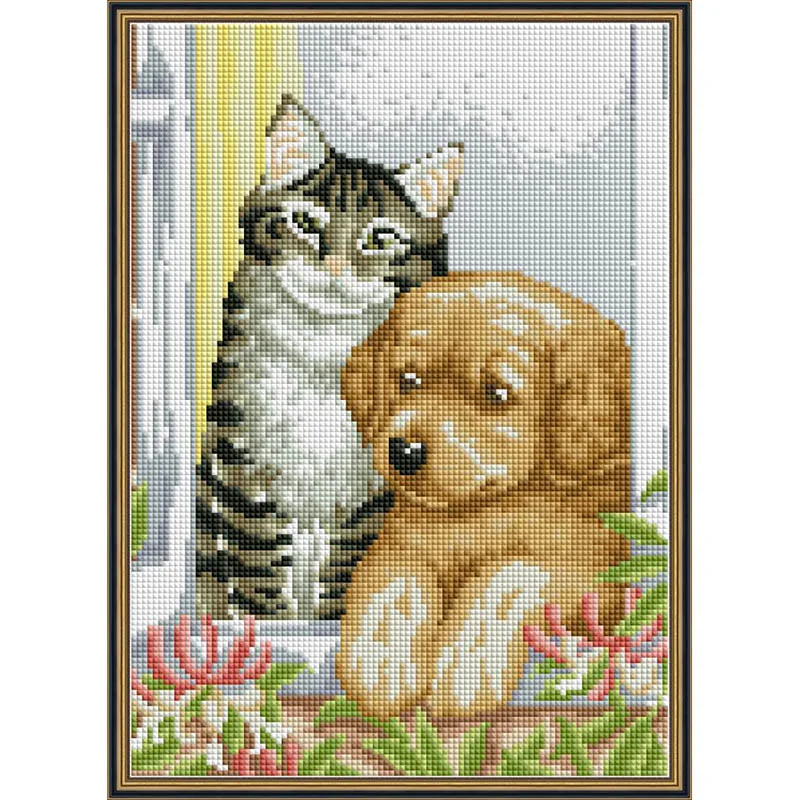 

Everlasting Love The Dog And Cat Chinese 5d Diamond Painting Full Square Christmas Decorations For Home Wedding Decoration Gift