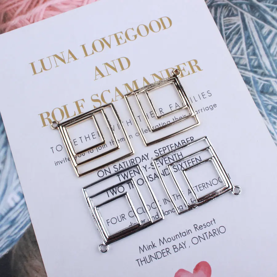 Квадратные геометрические Подвески 20 шт./лот золотого и серебряного цвета серьги