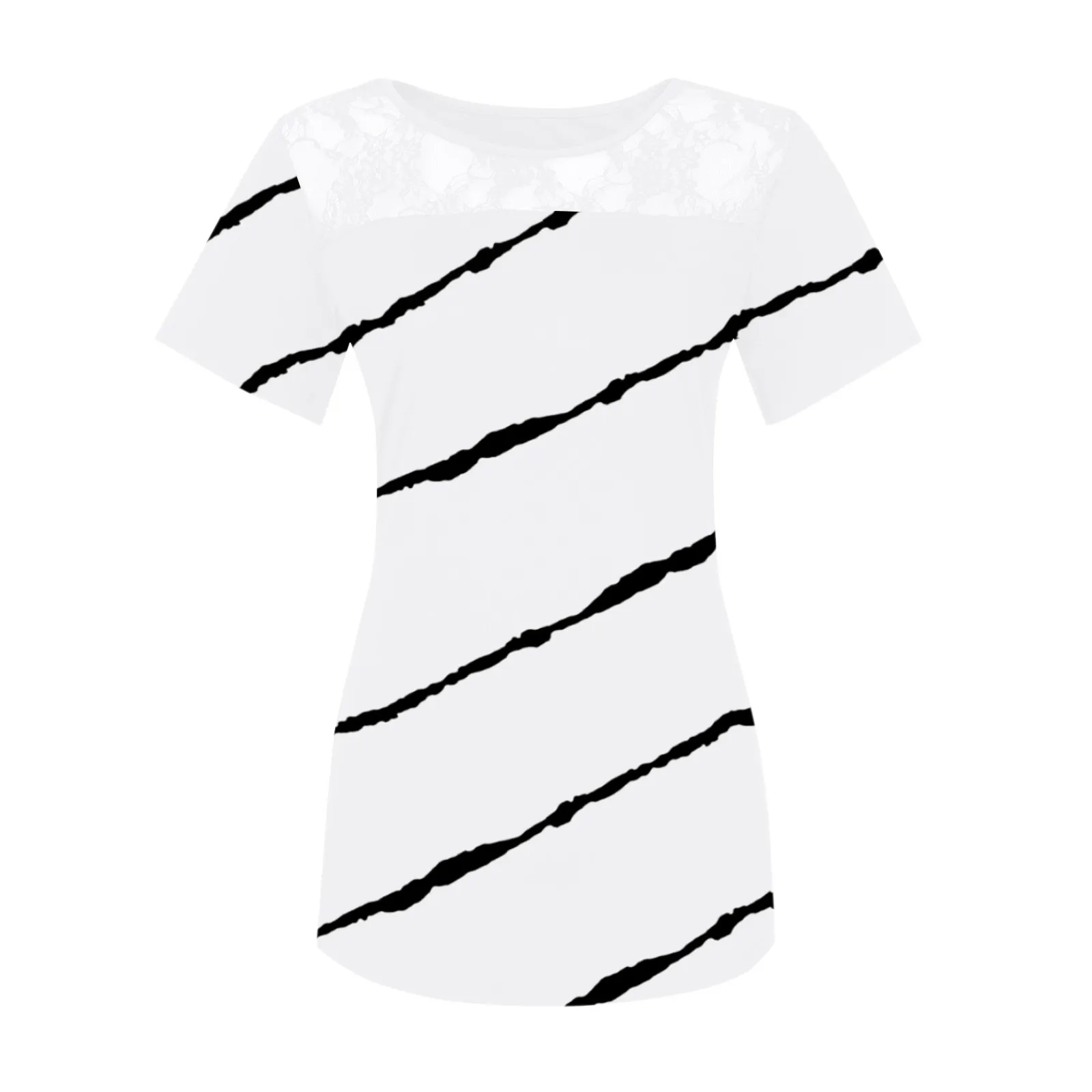

40# Vintage Stripe Printed Round-Neck Blouses 2021 Short Sleeve Blouse Women Summer Tops Pullover Causal Blouses Femme Chemise