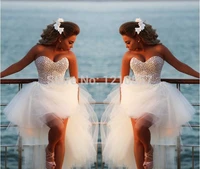 asymmetrical cute high low sweetheart white pearl wedding dresses 2019 vestido de noiva robe de mariee wedding dress bridal gown