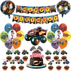 Blaze Монстр Воздушные шары мультяшный автомобиль с днем рождения фотомашины гоночный кроссовер торт Кекс Топпер игрушки