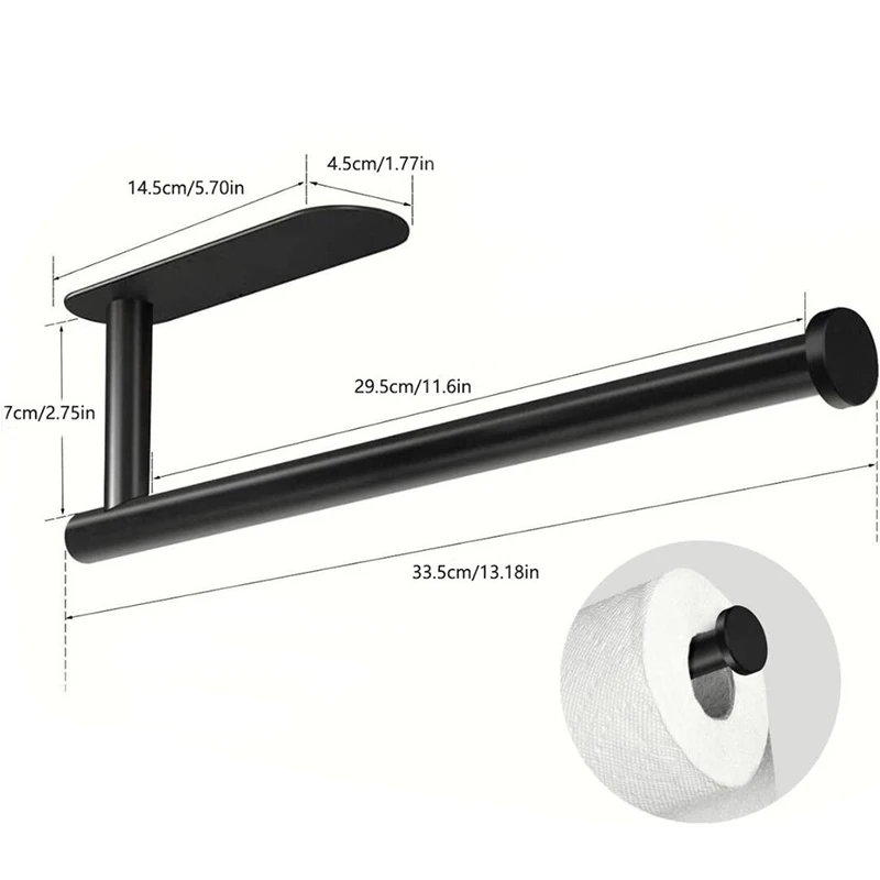 

30cm large Self Adhesive Wall Mounted Stainless Steel Toilet Paper Roll Holder Racks Holder Kitchen Roll Tissue Stand Organizer