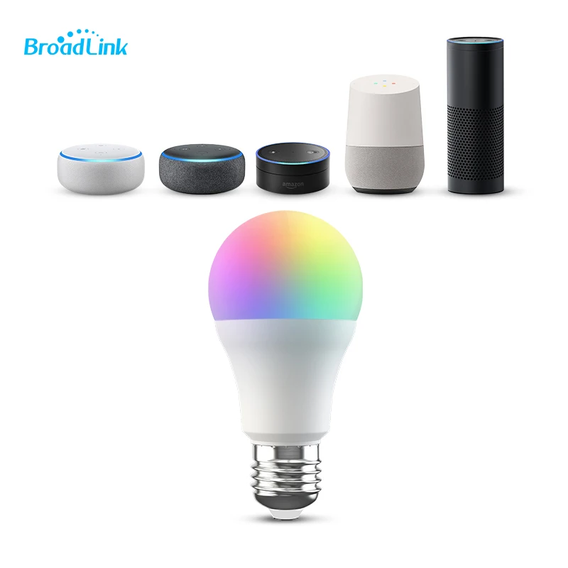 

Умная Светодиодная лампа BroadLink LB27 R1 E27, RGB-подсветка, работает с Alexa и Google Home, IFTTT