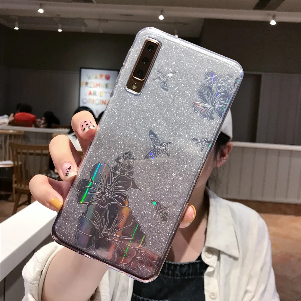 Gradient Buterfly Flower Glitter Case For XiaoMi RedMi Note 7 6 Pro 5 Plus 7A 6A 5A 4A 4X K20 S2 Cover Soft TPU Phone Cases |