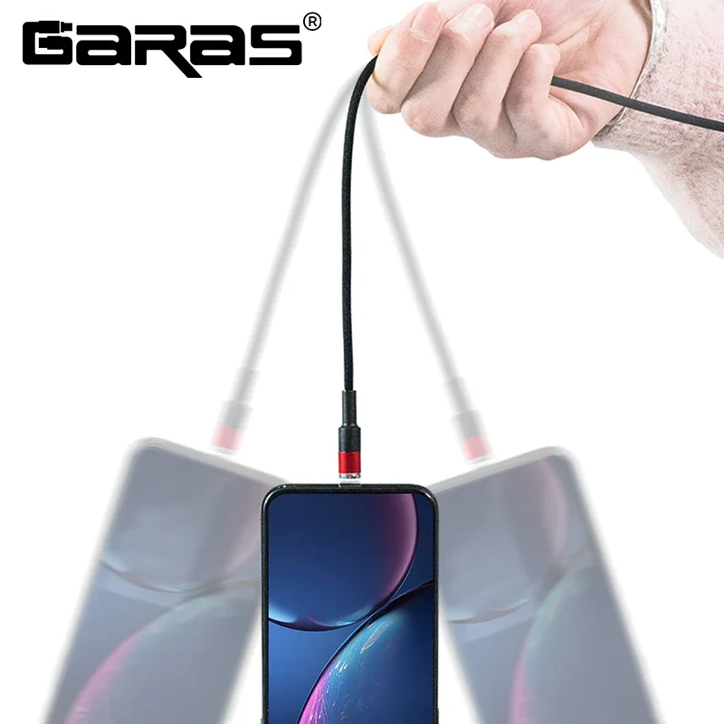 Магнитный кабель GARAS для iphone/Micro USB/type C Магнитный кабель для быстрой зарядки 3в1 мобильный телефон для зарядки и передачи данных QC3.0