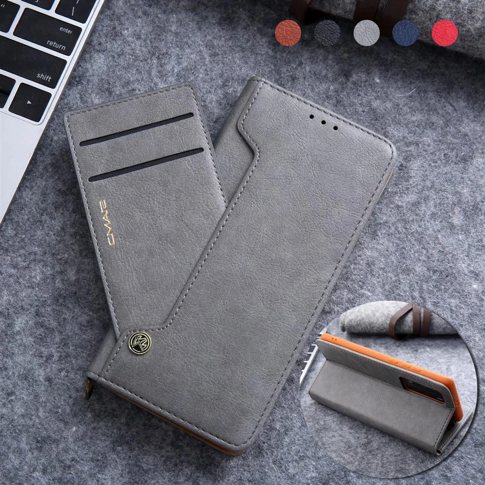 

Ударопрочный Магнитный чехол-книжка для Huawei P40 Pro из искусственной кожи с отделениями для карт и подставкой