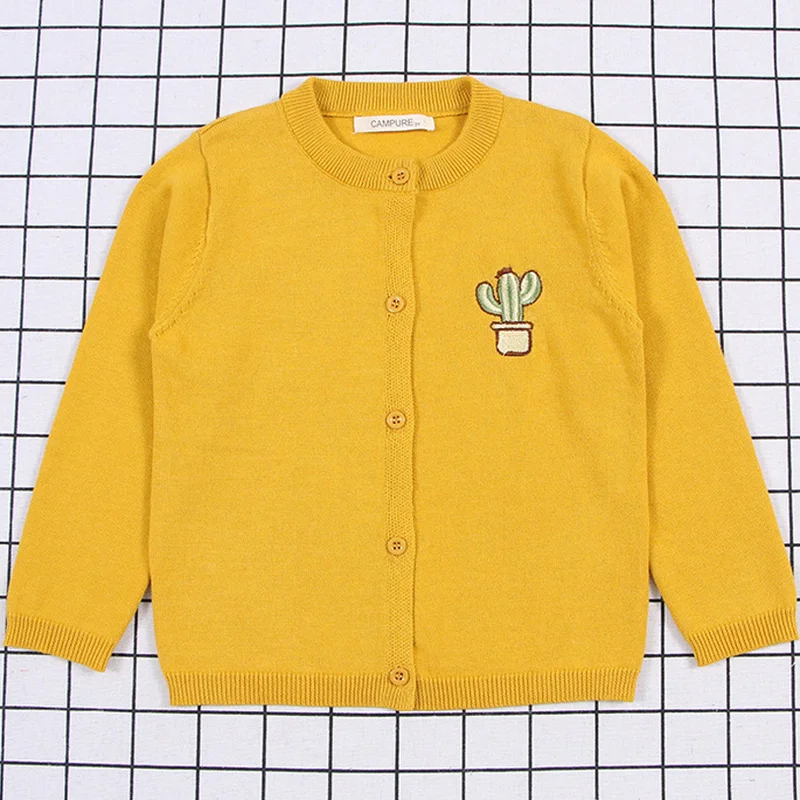 Весенне осенний свитер с вышивкой кактуса для маленьких мальчиков и девочек