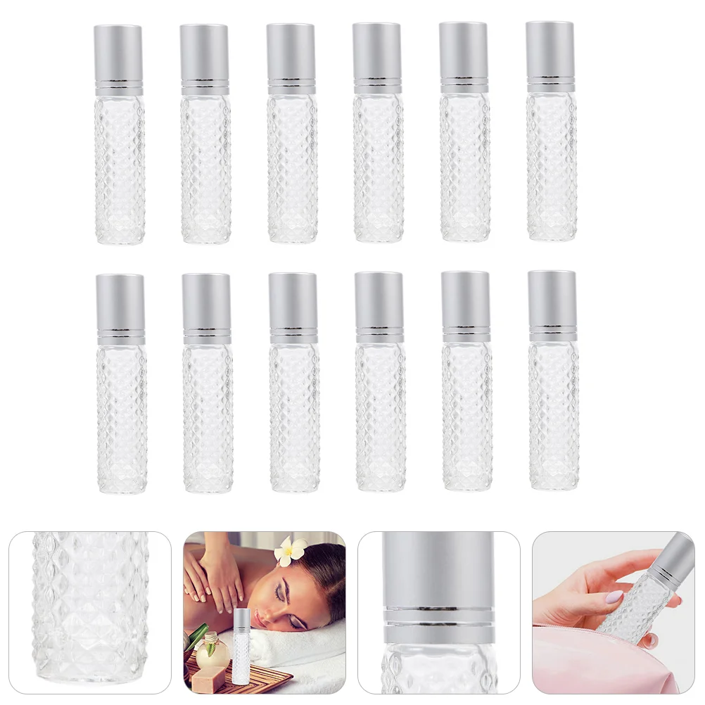 

12pcs Glass Roll-on Bottle Transparent Essential Oil Bottle for Travel 10ml