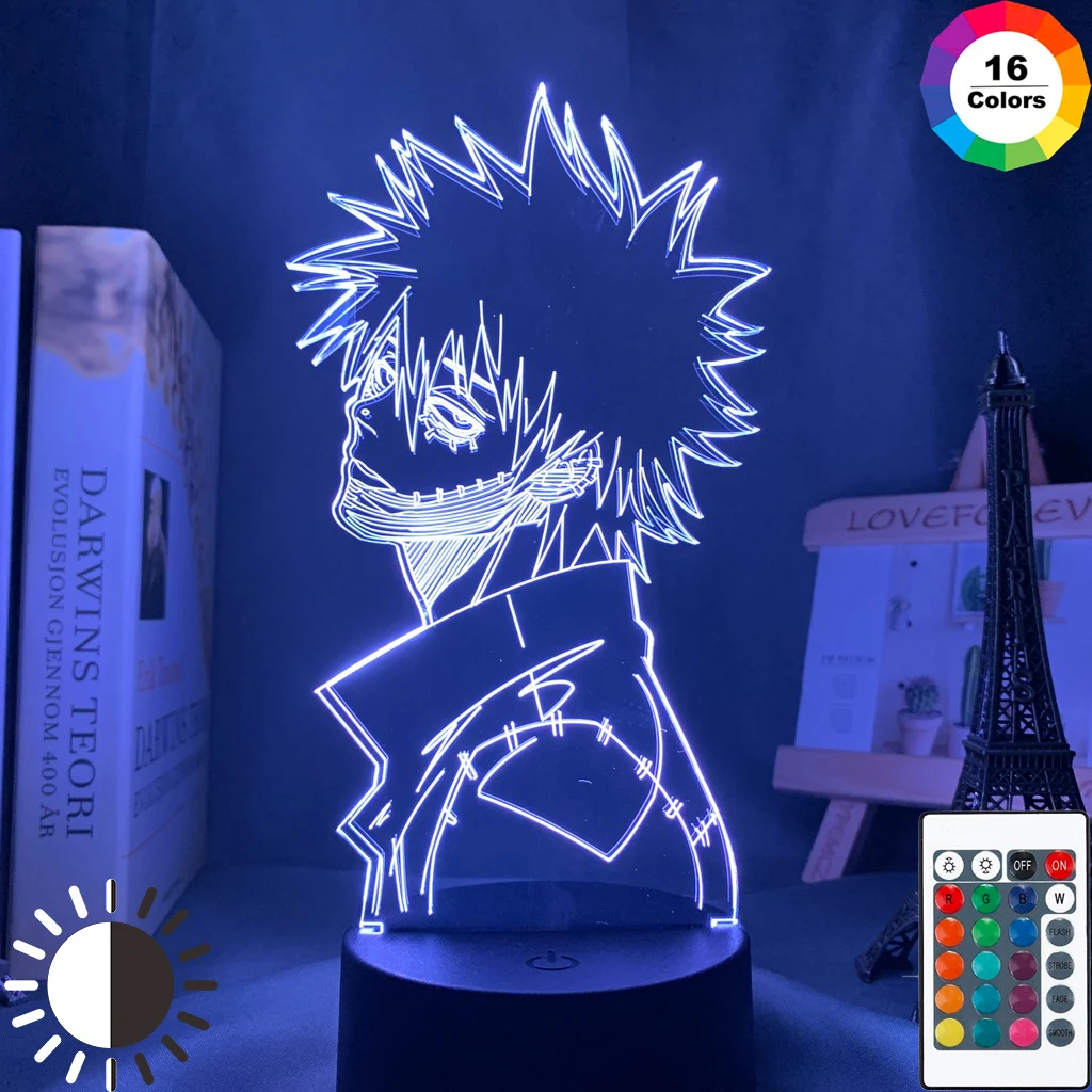 

Акриловая 3d лампа аниме мой герой Академия Dabi светодиодный светильник для спальни Декор крутая Манга подарок для Него Rgb красочный ночник ...