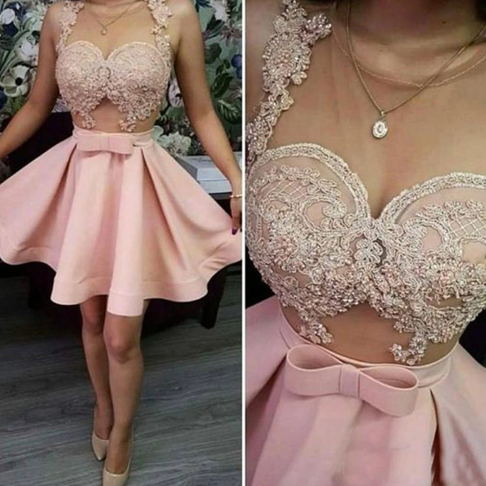 Короткие платья для выпускного вечера 2020 розовый вырез в форме сердца
