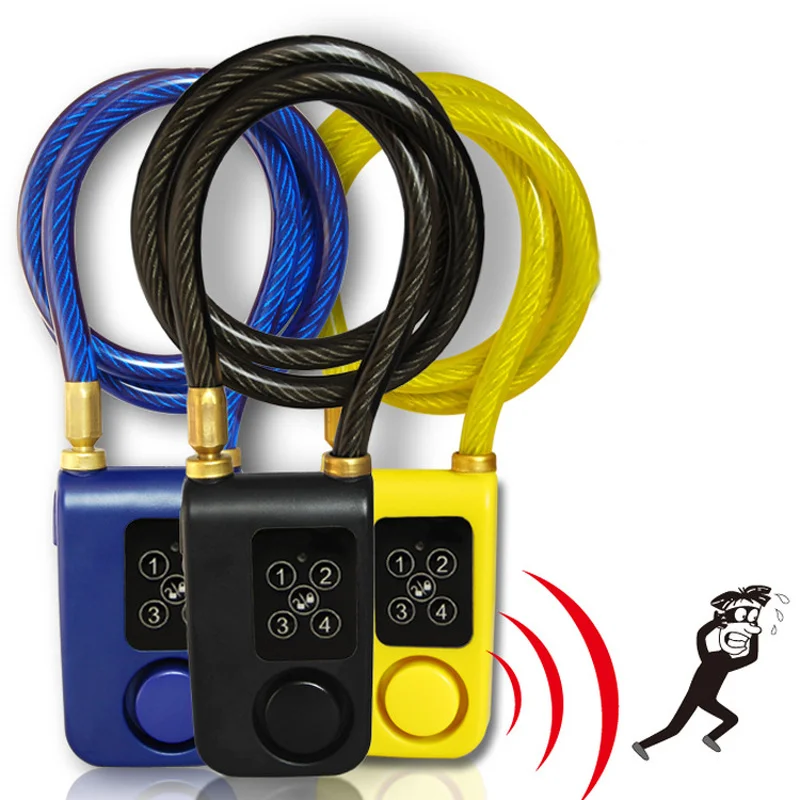 

bicycle password lock alarm shock electric motorcycle code lock steel cable chain electronic anti-theft metal wire lock
