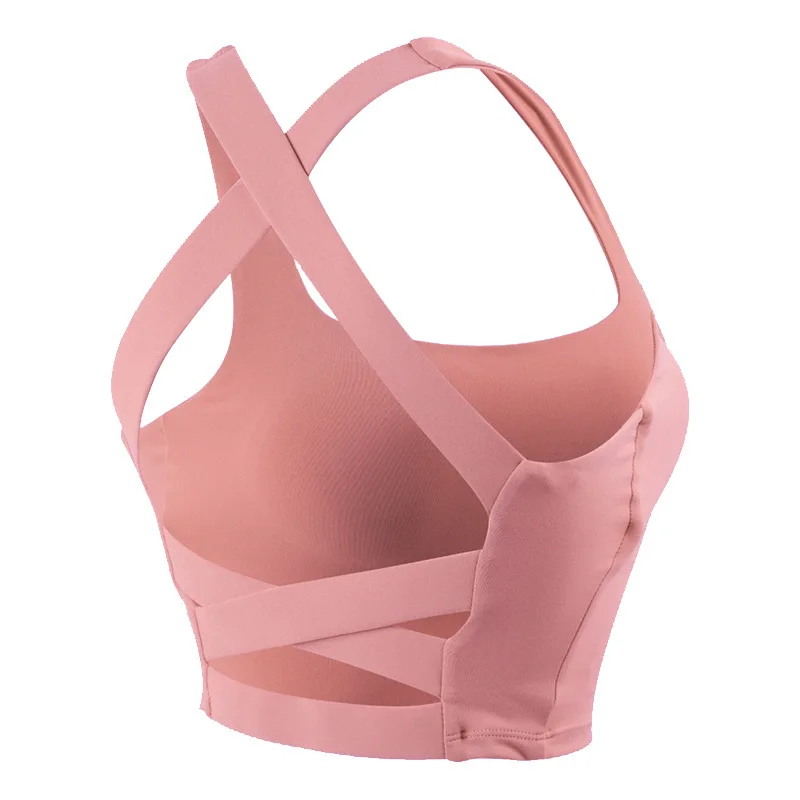 

Cross-Border Sports Underwear Women's Shockproof Back Quick-Drying Running Fitness Bra Sexy Yoga Vest with Chest Pad