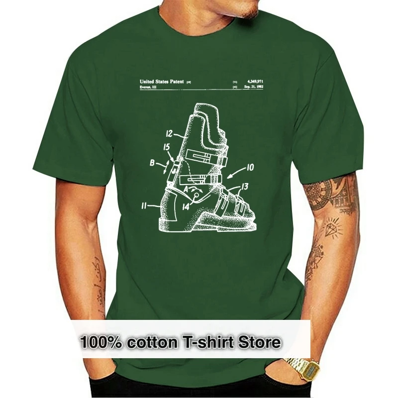 

Ski Boot Patent T-Shirt Ski Boot Blueprint Patent Print T-Shirt Skiing Shirt Snow Ski Winter Sports Shirt Skier Gifts p268