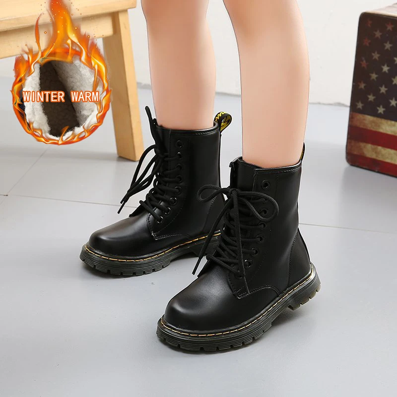 

Luxury Brand Children Motorcycle Boots for Boy Non-Slip Non-Slip Outdoor Children Boots Winter Vintage Leather Boots for Girls
