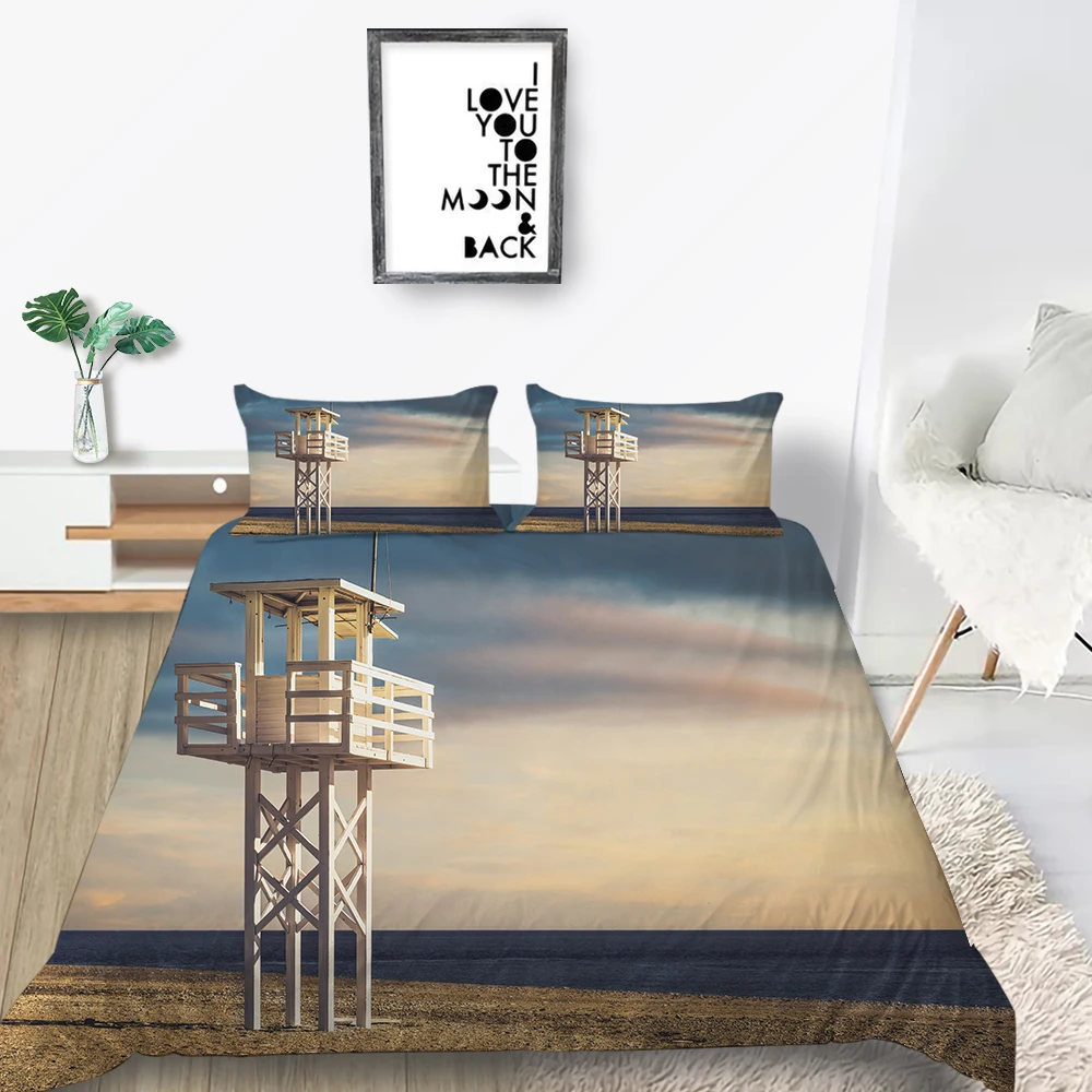 Reed Bush Bedding Set Sunset Romantic Beautiful Duvet Cover Lake 3D King Queen Twin Full Single Double Unique Design Bed | Дом и сад