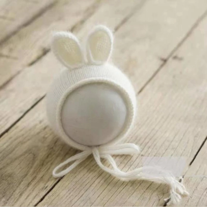 

85DE Cute Rabbit Ears Baby Hat Newborn Photography Props Infants Soft Mink Hair Beanies Cap Photo Shooting Accessories