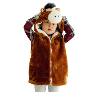 DOUBCHOW Unisex Children's Cartoon Horse Pattern Winter Hooded Vest Coat Kids Girls Boys Plush Costume Outwear Vest 2017 Fashion DOUBCHOW Unisex Children's Cartoon Horse Pattern Winter Hooded Vest Coat Kids Girls Boys Plush Costume Outwear Vest 2017 Fashion