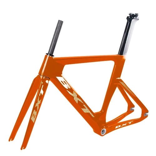 BXT full orange BXT углеродный руль трековая рама дорожного кадров колесо для велосипеда с фиксированной передачей комплект с вилкой Подседельный штырь 49/51/54 см, углеродный руль для велосипеда Рама - Цвет: BXT full orange