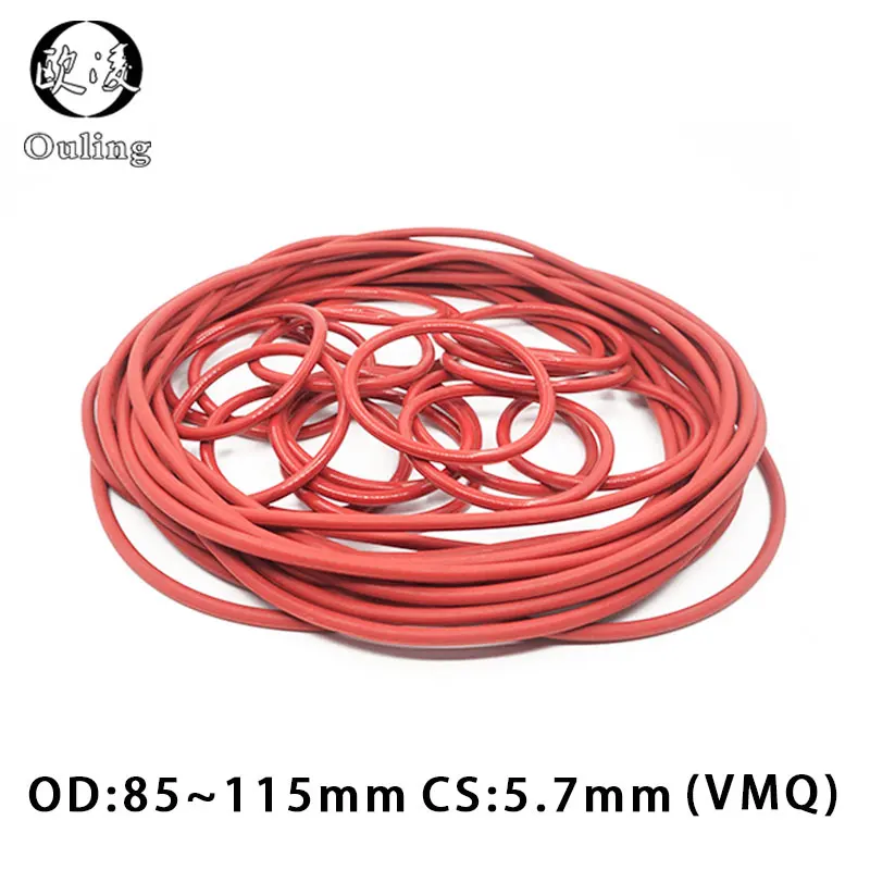 Красное Силиконовое/VMQ уплотнительное кольцо толщиной 5 7 мм OD85/90/115/180 Силиконовое