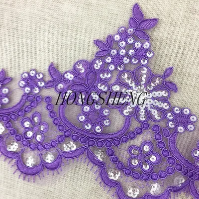 purple 3 ярда/лот цвет кружева отделка шампанское абрикосовый синий зеленый розовый автомобиль плетеное кружево отделка Блестки Ткань Свадебные украшения - Цвет: purple