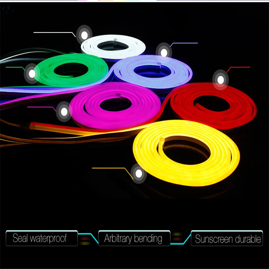 220V Гибкая светодиодная лента RGB ленты 1 м 20 цветная (RGB) неоновая подсветка IP68