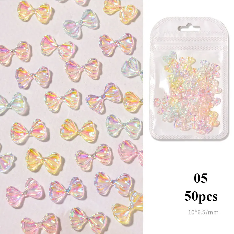 

Nail Art DecorationNew Glitter AB 3D Aurora Crystal Mixed Size Beauty DIY Decoration 50PCS Nail Bow Rhinestones Nail Jewelry