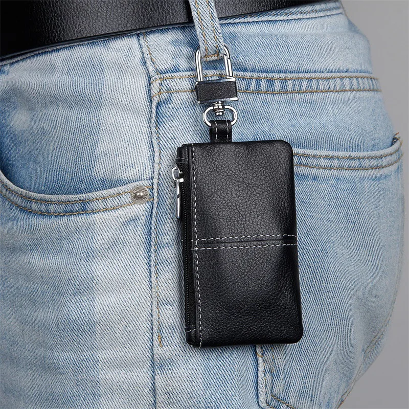 

Black Key Wallets Real Leather Man Women Small Car Key Wallet Coin Bag