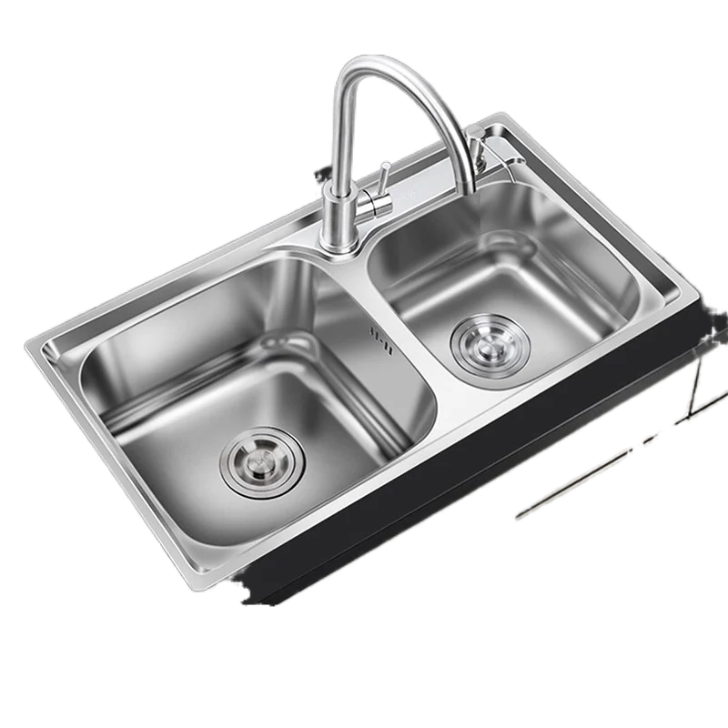 Раковина из нержавеющей стали с двумя слотами для раковины утолщенная раковина