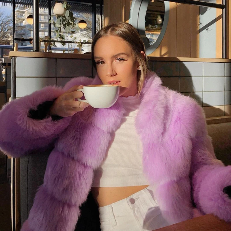 Эксклюзивная однотонная куртка с пряжкой из искусственного меха пальто 2019