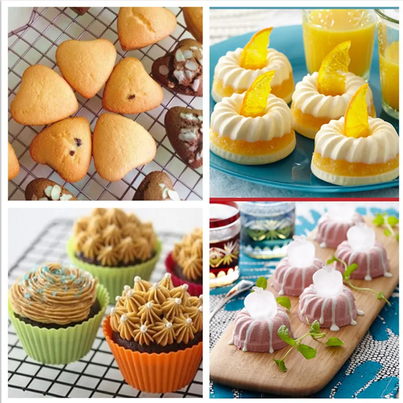 5pcs/set Silicone Baking Pans Donut Mold Non Stick Bakeware Set Food Grade Cake Molds for | Дом и сад