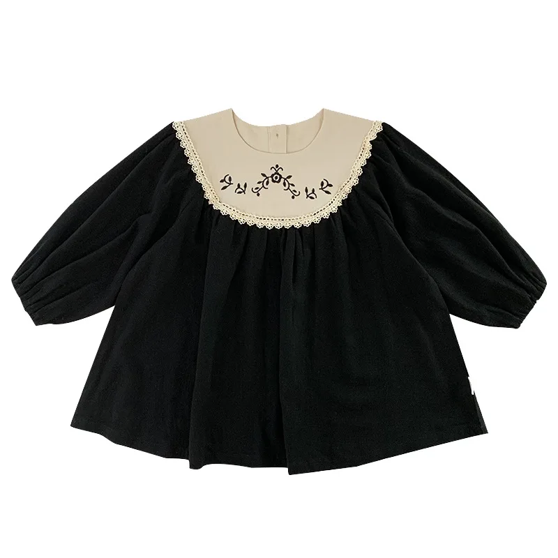 

2021 Spring New Kids Dresses For Girls Flower Embroidery Children Long Sleeve Princess Dress Fashion Girls Costume Vestidos