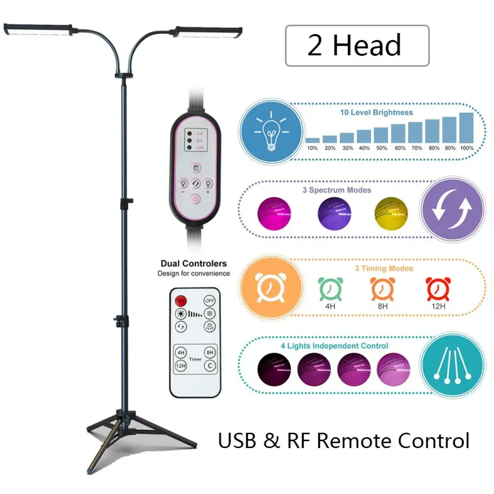 

1/2/3/4 Head LED Plant Growth Light Full Spectrum Phyto Lamp USB Potted Plant Lighting For Indoor Vegetable Flower Seedling