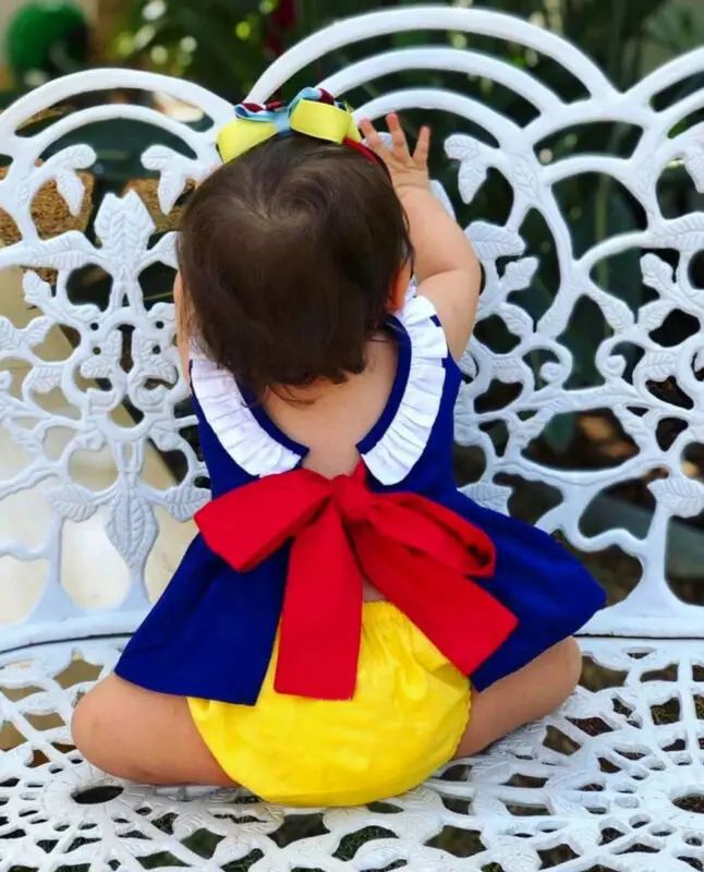 Белоснежная Одежда для маленьких девочек боди с бантом Топы платье шорты наряд