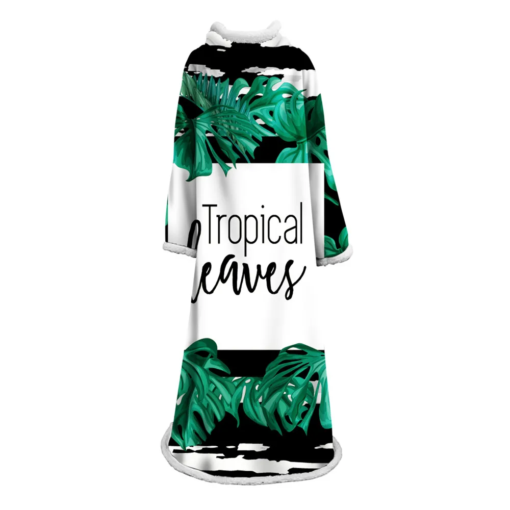 Персонализированное одеяло с рукавами принтом тропических пальмовых листьев