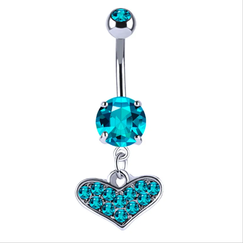 Горячая Медицинская нержавеющая сталь сердце пирсинг живота кнопки кольца