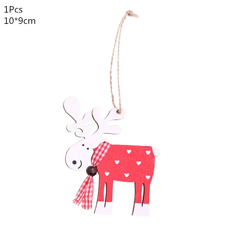 1pcs red elk Деревянная Рождественская елка, украшения, деревянная подвеска, автомобиль/Лось/звезда, поделки своими руками, Noel, рождественские украшения для дома, рождественский подарок для детей - Цвет: 1pcs red elk