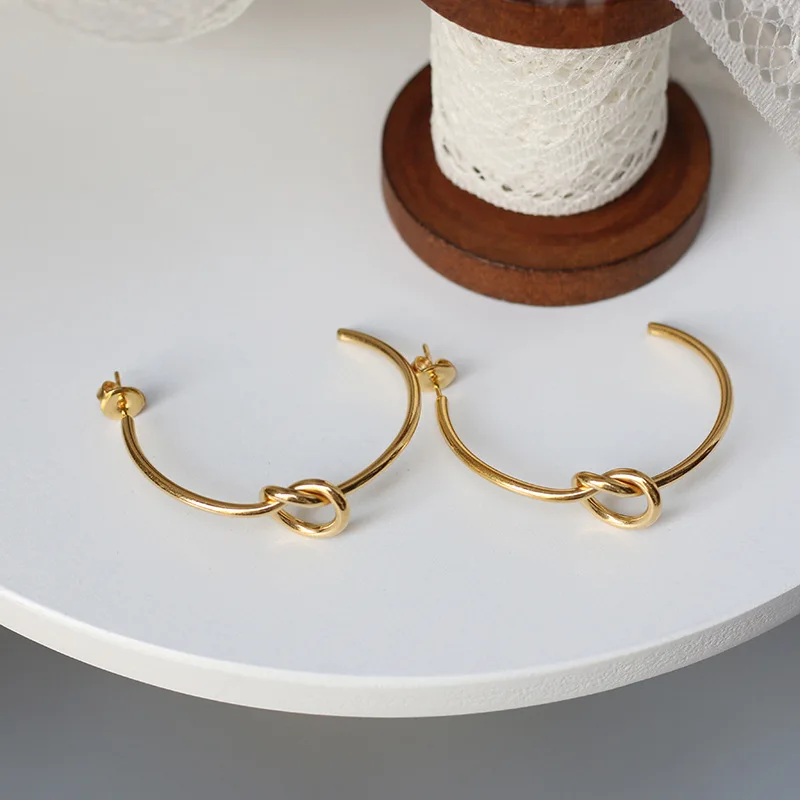 Amaiyllis 1pc 18K Gold Retro Modern Rope Knot Big Earrings Fashion Industrial Wind For Women Jewelry Christmas Gift | Украшения и