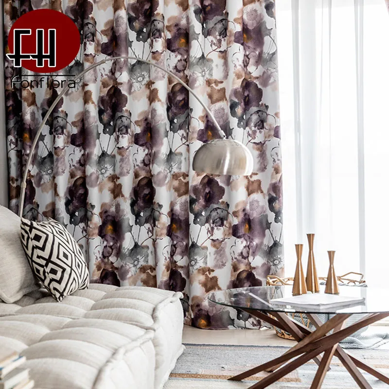 

American Flora Printed Curtains for Living Room Pastoral Style Drapes Blinds Semi Blackout Curtain for Bedroom Window Treatments