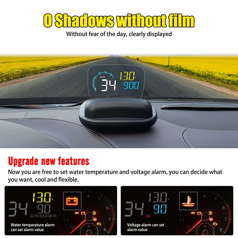 C600 светодиодный головной дисплей автомобиля HUD OBDII OBD2 дисплей лобовое стекло Overspeed проектор для предупреждений отражение виртуального изображения 5
