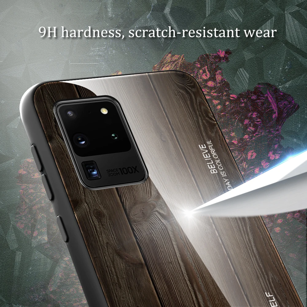 

Wood Tempered Grain 9H Hard Glass Case For Samsung Galaxy S20 S11 S10 S10 S9 Plus Lite S11E S10E Ultra FE 5G Mobile Phone Case