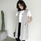 Женский Длинный жилет средней длины, весенний жакет без рукавов в Корейском стиле, 2022