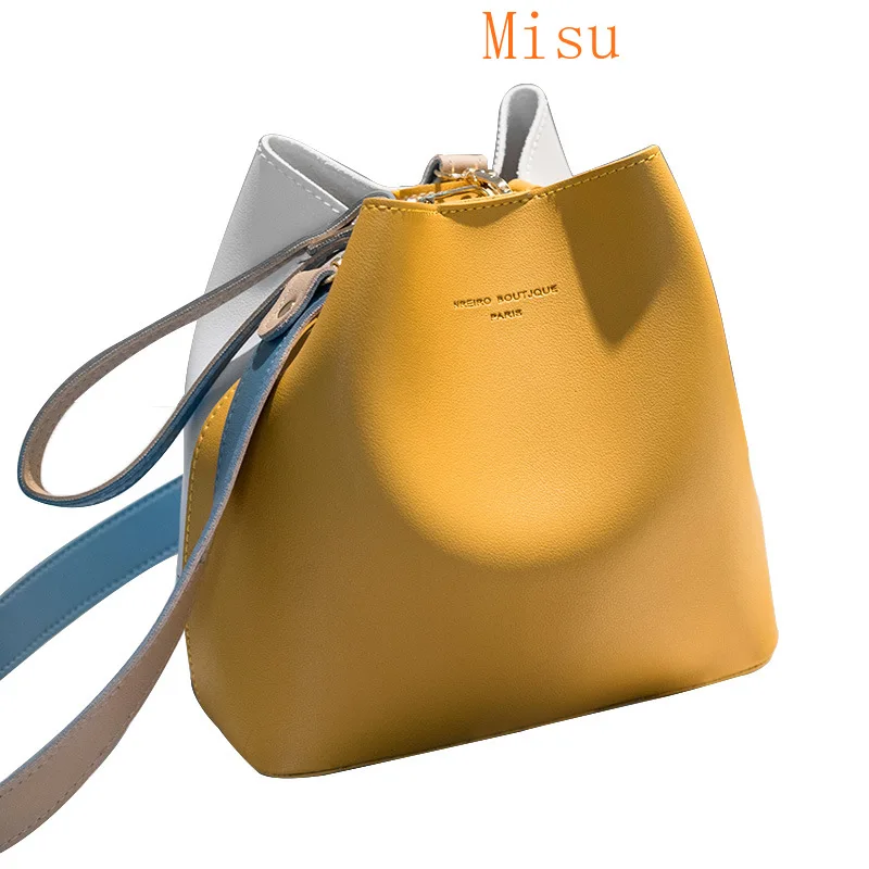 

Bag female 2021 new trendy one-shoulder bucket bag female fashion casual Korean style contrast small bag diagonal bag handbag