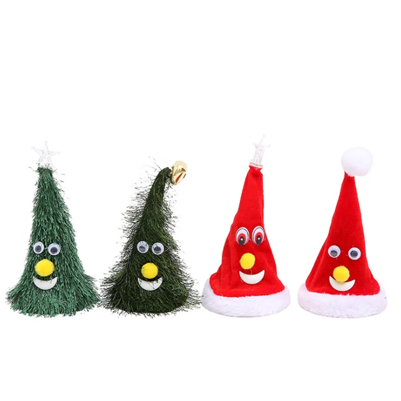 2022 Happy New Christmas Hat Electric Plush Toy Children Gift Sing Glowing Swing Music Xmas Hats for Tree Kids Toys |