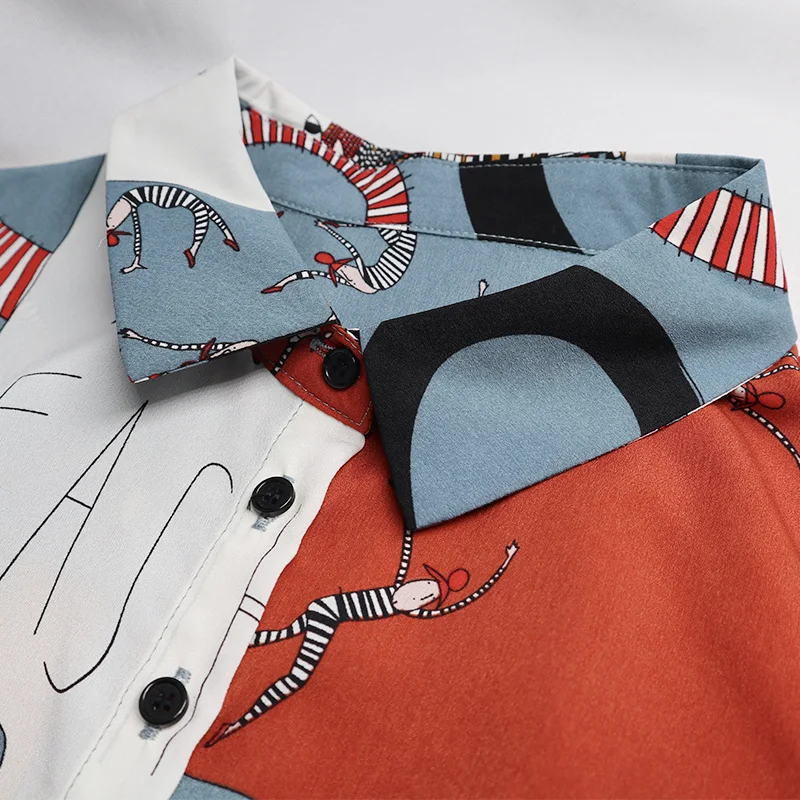 Женская шифоновая блузка с длинным рукавом, модная весенне-осенняя блузка с разноцветным принтом мультипликационных персонажей, 2021 от AliExpress WW