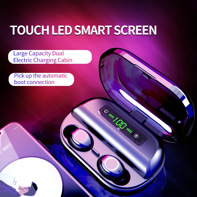 V12 беспроводные наушники TWS Bluetooth 5 0 гарнитура настоящие IPX7 водонепроницаемые HiFi