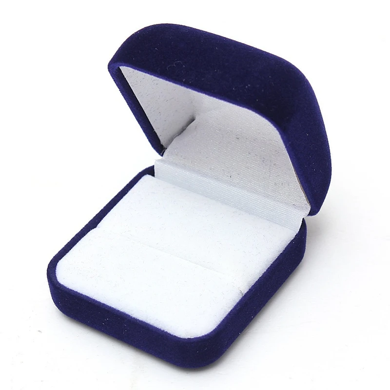 

1 Jewel case box blue gift rings earrings jewelry velvet display