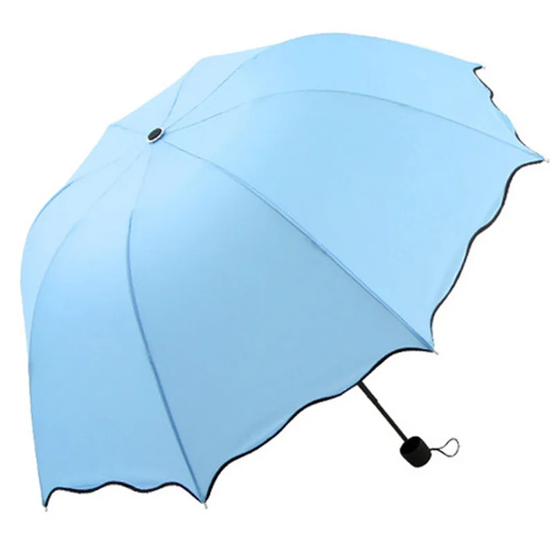 Light Blue Элегантный дизайнерский Зонт от дождя, Универсальный складной зонтик с оборками и листьями лотоса, купол для принцессы, Зонт от Солнца/Дождя - Цвет: Light Blue