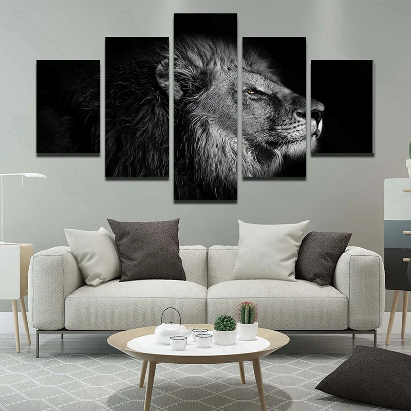

Frameless Painting Lion Disdainful Eyes Personalized Art Poster Living Room Decoration Sofa Background Wallpaper 3D Stereo Wall