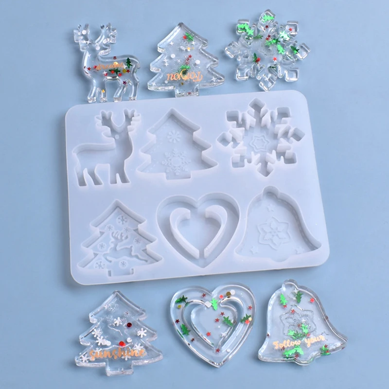 

Christmas Snowflake Snowman Epoxy Resin Mold Pendants Ornaments Silicone Mould DIY Crafts Decorations Jewelry Mold 1pcs