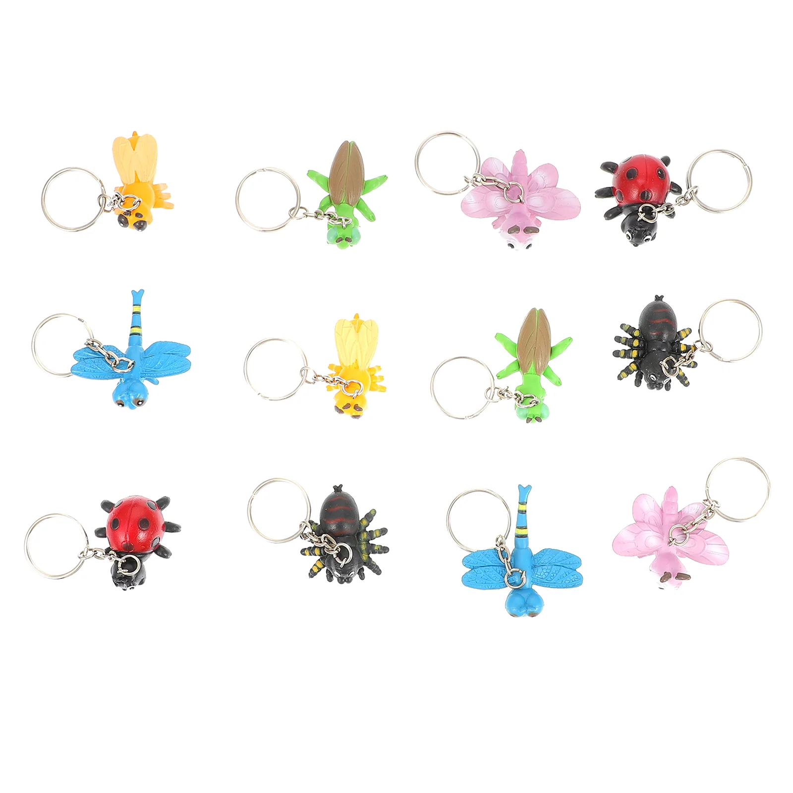

12 Pcs Key Chains Insects Shape Pendants Bag Hanging Decor Adorable Key Rings